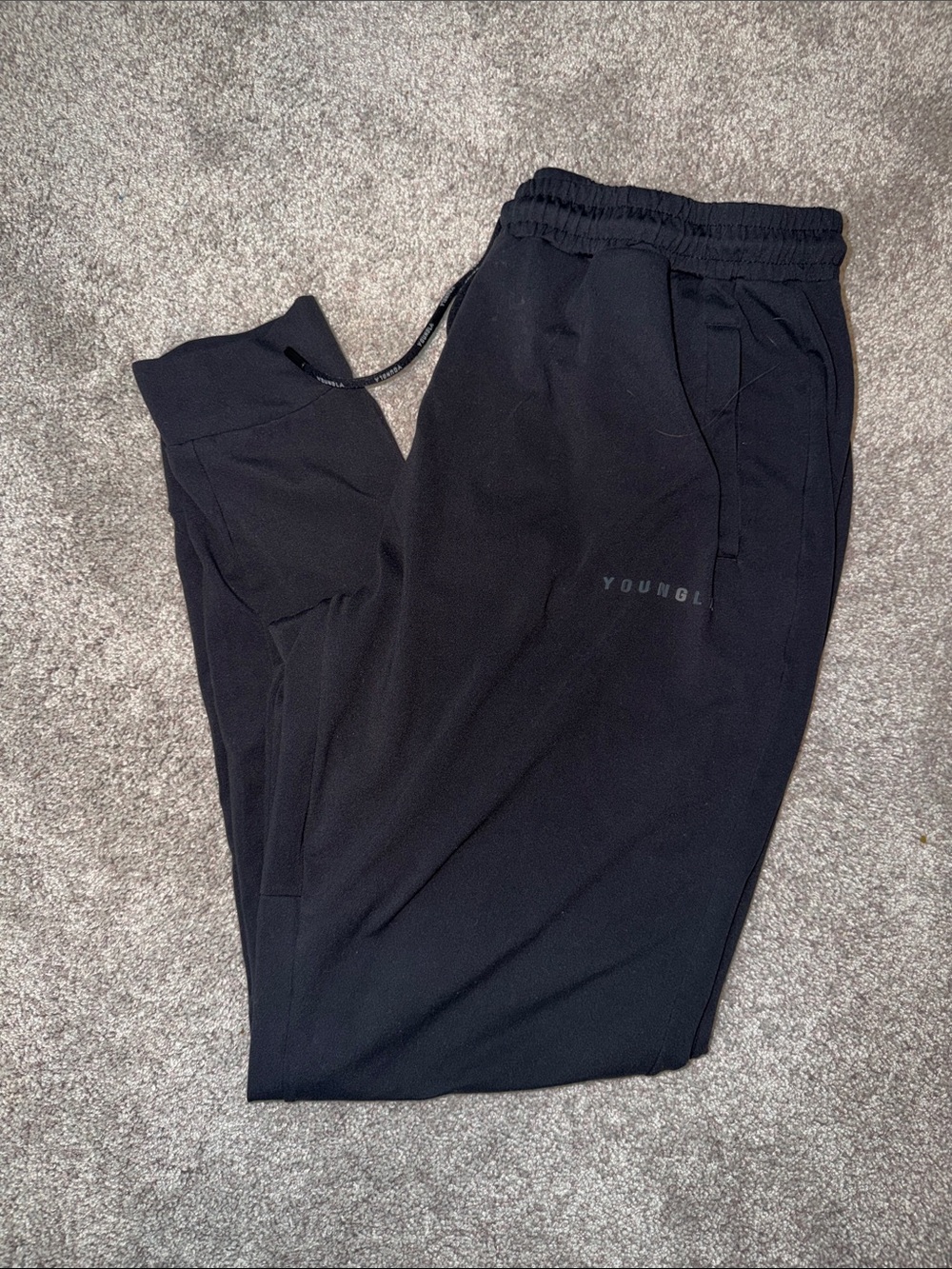 YoungLA Black Men's Jogger Sweatpants with Elastic Waist